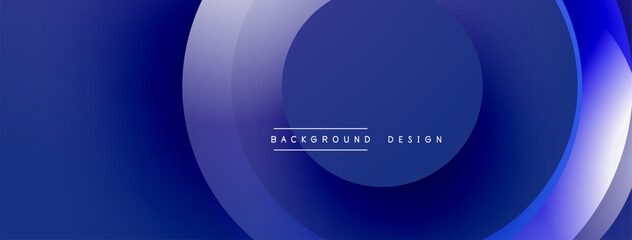 Abstract blue background features overlapping circles, creating layered effect. Gradient shades provide depth, modern aesthetic. Text reads background design.