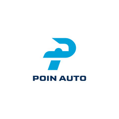 Initial P car vector logo design. Fonts for automotive, vechile, logo, transportation, monogram and race. Alphabet label symbol for branding and identity