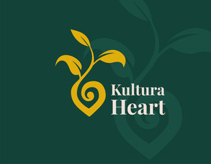 Heart Nature Logo Design with illustration of a growing seed trees