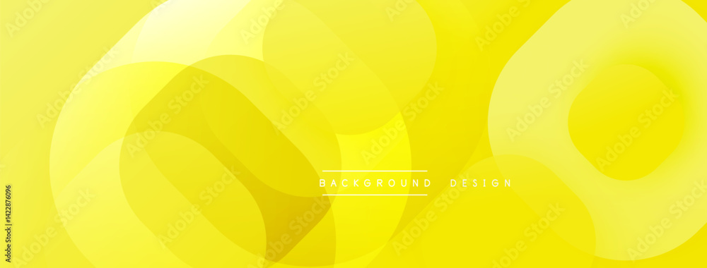 Poster Abstract yellow backdrop features overlapping translucent circles. Soft gradients create depth, modern aesthetic. Minimalist design suitable for digital projects.