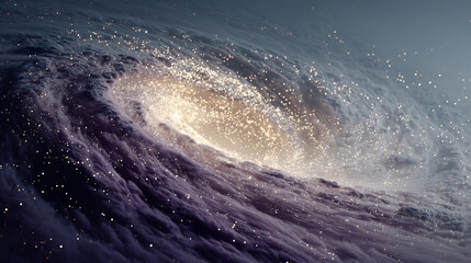 Cosmic portal framed in glossy obsidian radiates swirling violet and gold energy waves revealing a starry void beyond symbolizing mystery transition higher consciousness and the allure of the unknown
