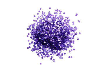 purple confetti pile on white background