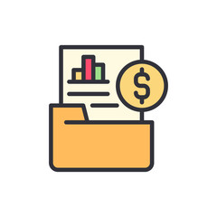 Business analytics file colored icons, minimalist vector illustration ,simple transparent graphic element .Isolated on white background