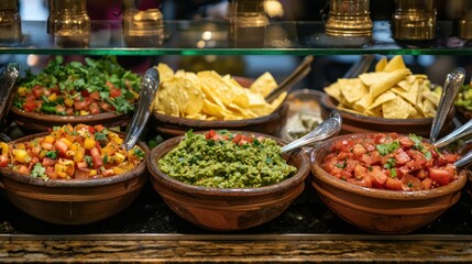 Fototapeta premium A vibrant street food stall offering tamarind chutney as a topping for chaat and other snacks.