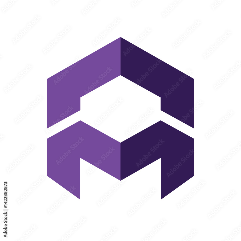 Poster the image shows a flat logo design of an initial letter am in purple color that looks clean and shar
