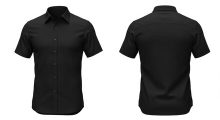 Black short-sleeve shirt, front and back view