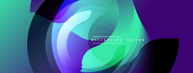 Abstract fluid shapes blend vibrant turquoise, purple hues. Concentric layers create dynamic visual effect. Modern design suitable backgrounds, presentations. Smooth gradients offer depth.
