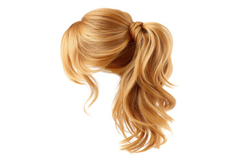 Fototapeta premium Blond ponytail hair style on transparent background. Concept of beauty, fashion, and hair styling.
