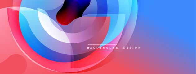 Abstract flowing shapes create vibrant composition. Blue, purple, red hues blend seamlessly. Modern design evokes energy, movement, fluidity. Minimalist aesthetic.