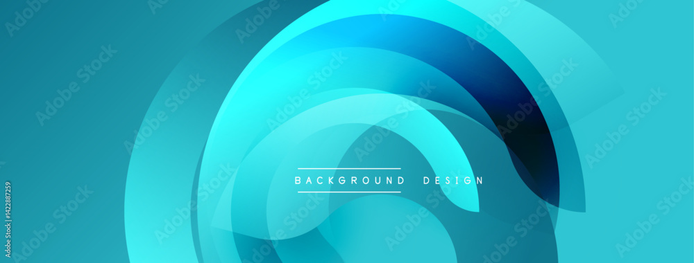 Aufkleber abstract background features layered translucent circles. gradient shades of turquoise create depth,