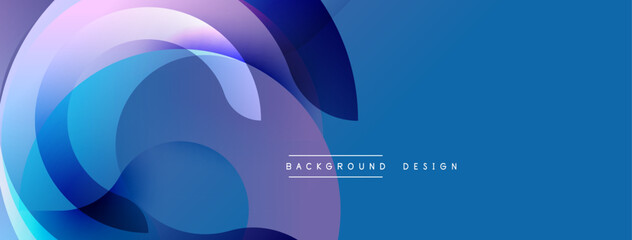 Abstract fluid shapes overlap, creating dynamic composition. Blue, purple hues dominate design. Modern aesthetic suitable for backgrounds, presentations. Smooth gradients offer visual interest.