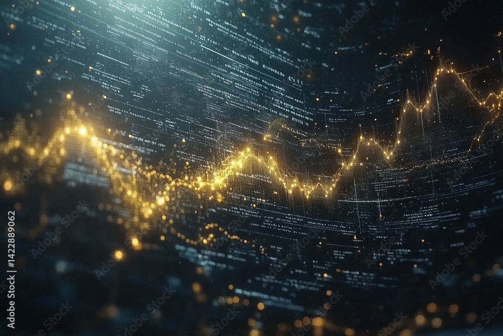 Aufkleber a graph with a yellow line is shown in the image. symbolizing the intersection of big data with exam