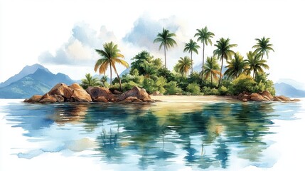 cruise to tropical island clipart watercolor illustration illustrative clipart collection illustration - image stock