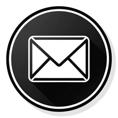 Minimalist Black Email Icon with Envelope Symbol