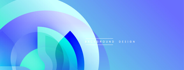 Abstract blue layers create circular shapes. Gradient shades transition smoothly, forming modern background design. Minimalist aesthetic, clean composition.
