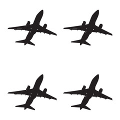Abstract geometric of vector silhouettes of airplanes. 