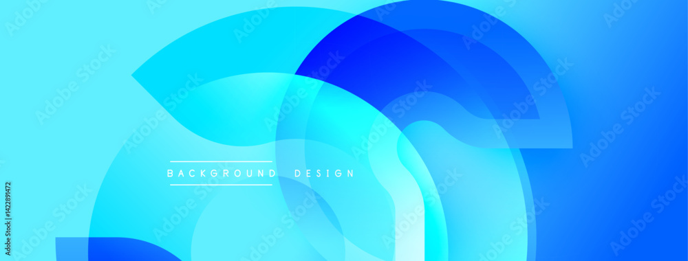 Aufkleber Abstract blue layers create dynamic composition. Smooth gradients suggest movement, depth. Minimal text background design present. Modern, clean aesthetic.