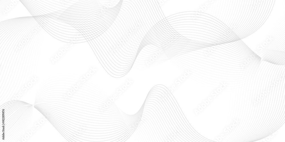 Aufkleber white wave curve lines banner background design. abstract soft wave lines dynamic flowing gray light