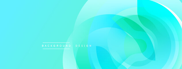 Abstract turquoise background. Overlapping circular layers create dynamic wave effect. Smooth gradients offer modern, clean aesthetic. Ideal for digital projects.