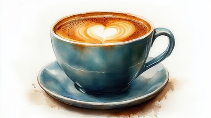 cup with coffee clipart watercolor illustration detailed artistic graphic illustration - stock photo