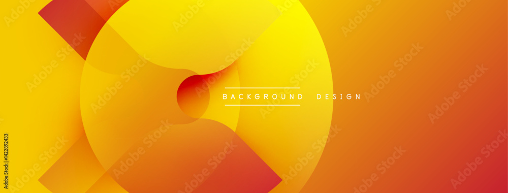 Aufkleber Abstract design features overlapping circular shapes. Warm color palette transitions from yellow to orange, creating dynamic visual effect. Modern, smooth gradients dominate composition.