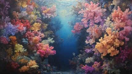 Naklejka premium Vibrant Coral Reef Underwater Canyon