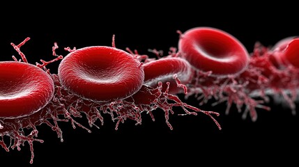 Close-up View of Red Blood Cells in Human Circulation System