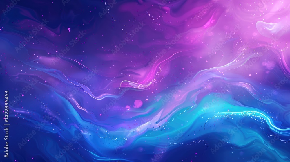 Poster abstract fluid design in shade of purple and blue. background image of liquid or fluid texture with 