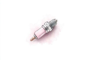 Detailed Illustration of a Spark Plug on a Soft Background