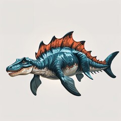 Fototapeta premium ichthyosaurus on plain white background illustration icon logo concept 