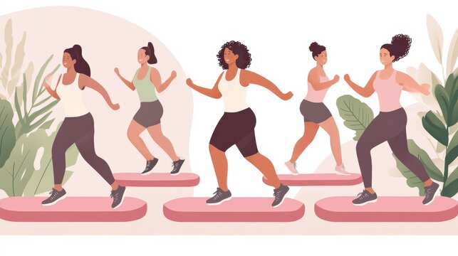 Fitness Bootcamp Group Training in Pastel Background