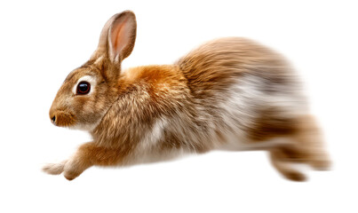 Obraz premium Brown rabbit in motion with blurred fur effect Isolate on Transparent Background, cutout, png