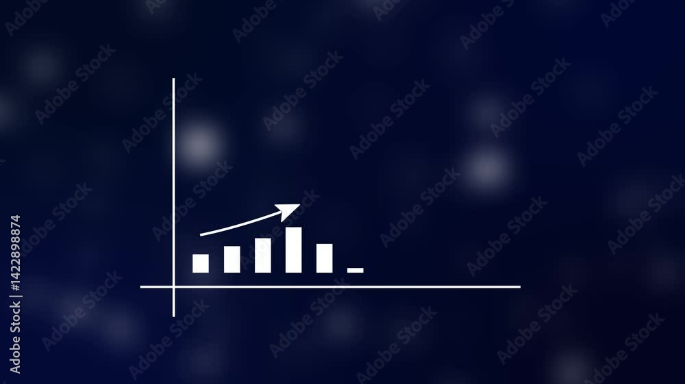 Poster animated growth chart on bokeh background finance and investment progress concept