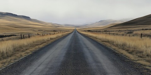 Naklejka premium Empty Road Through Dry Plains Landscape
