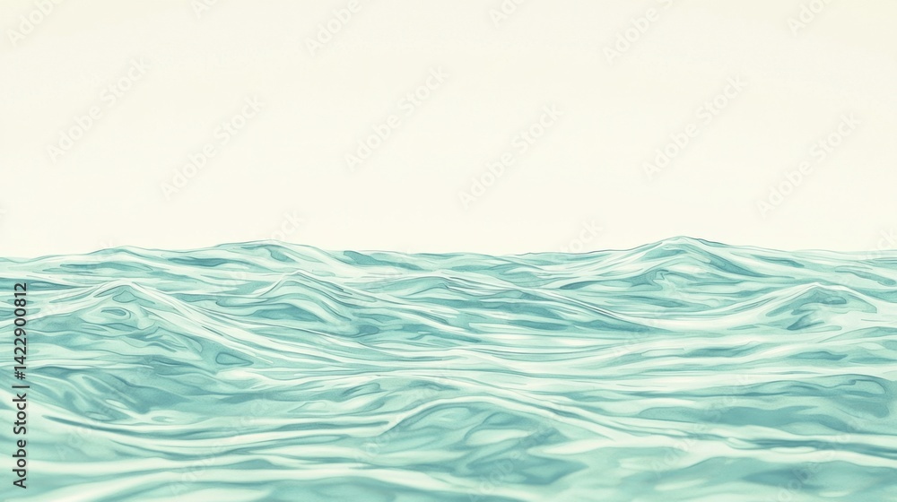 Poster calm ocean waves with soft light in minimalistic serenity