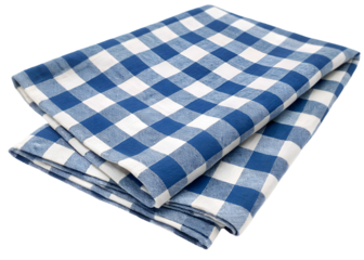 Transparent PNG available
Blue and white checkered napkin or tablecloth with soft folds and creases, casual fabric texture ideal for kitchen, dining, or picnic settings, isolated on transparent backgr