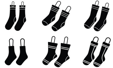 Sock clips silhouette black vector art design on white background