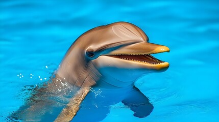 Playful Dolphin Swimming in Clear Blue Water Under Bright Sunshine