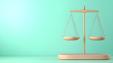 Wooden Balance Scale with Minimalist Background for Legal Concepts
