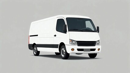 A clean white delivery van, truck, mock up, on white blank empty  background,