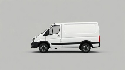 A clean white delivery van, truck, mock up, on white blank empty  background,