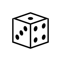 Black line dice outline icon vector design
