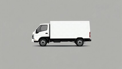 A clean white delivery van, truck, mock up, on white blank empty  background,