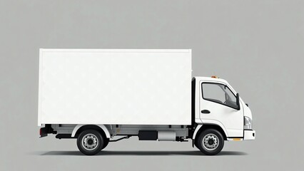 A clean white delivery van, truck, mock up, on white blank empty  background,