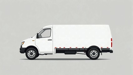 A clean white delivery van, truck, mock up, on white blank empty  background,