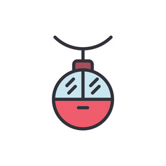 Cable car colored icons, minimalist vector illustration ,simple transparent graphic element .Isolated on white background