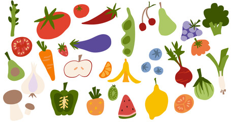 Fresh Picks – Fruits and Veggies in Simple Illustration Style