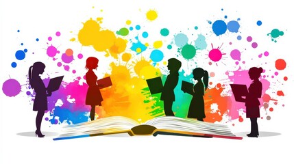 Fototapeta premium Vibrant Literary Networking Conference Illustration