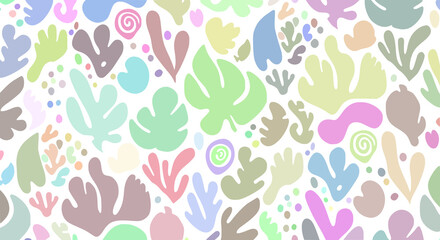 Abstract Pastel Floral Seamless Pattern Black Background Vector Illust