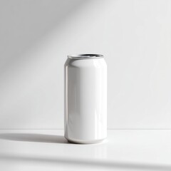 Sleek White Can Mockup with Natural Light Shadow